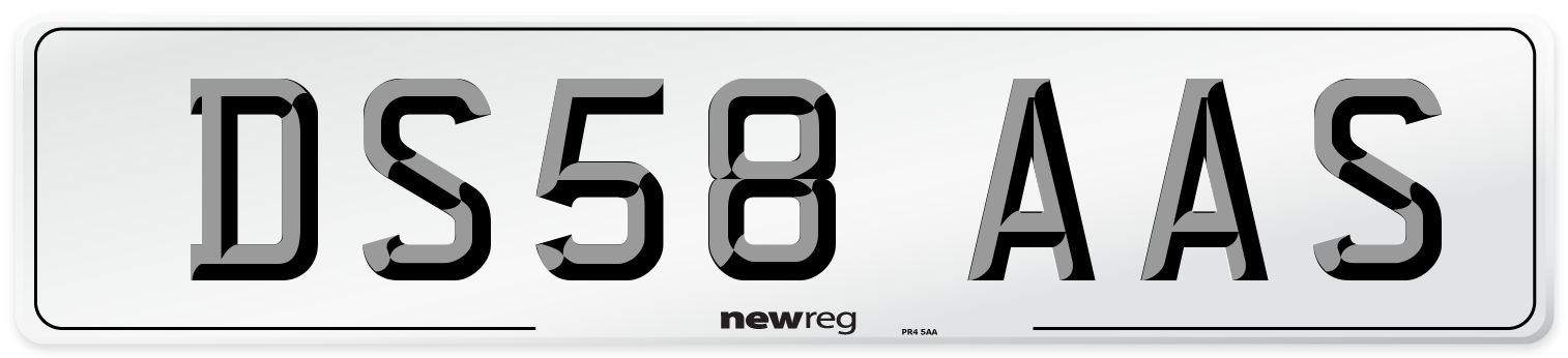 DS58 AAS Number Plate from New Reg